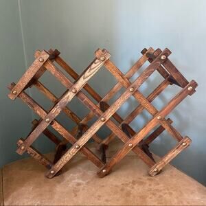 Vintage Wooden Accordion Wine Rack